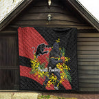 Penrith Panthers Quilt Golden Wattle Floral Polynesian - Australian Flower - Rugby Mascot