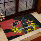 Penrith Panthers Rubber Doormat Golden Wattle Floral Polynesian - Australian Flower - Rugby Mascot