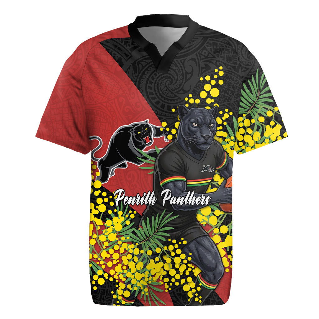 Penrith Panthers Rugby Jersey Golden Wattle Floral Polynesian - Australian Flower - Rugby Mascot