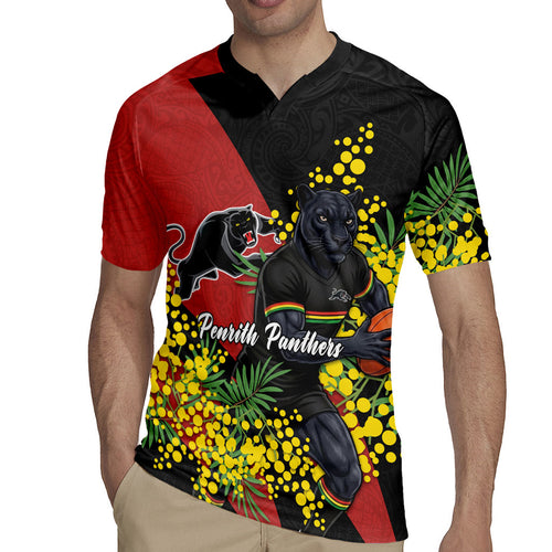 Penrith Panthers Rugby Jersey Golden Wattle Floral Polynesian - Australian Flower - Rugby Mascot