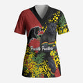 Penrith Panthers Scrub Top Golden Wattle Floral Polynesian - Australian Flower - Rugby Mascot