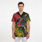 Penrith Panthers Scrub Top Golden Wattle Floral Polynesian - Australian Flower - Rugby Mascot