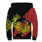 Penrith Panthers Sherpa Hoodie Golden Wattle Floral Polynesian - Australian Flower - Rugby Mascot