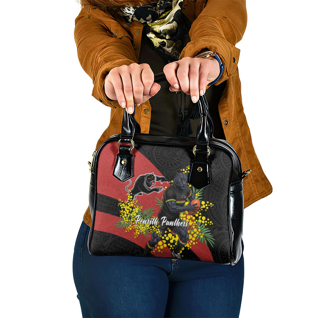 Penrith Panthers Shoulder Handbag Golden Wattle Floral Polynesian - Australian Flower - Rugby Mascot