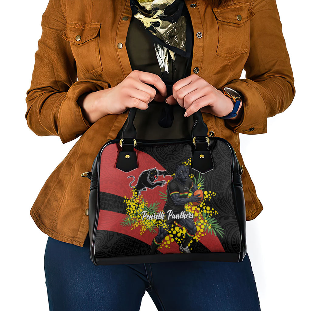 Penrith Panthers Shoulder Handbag Golden Wattle Floral Polynesian - Australian Flower - Rugby Mascot