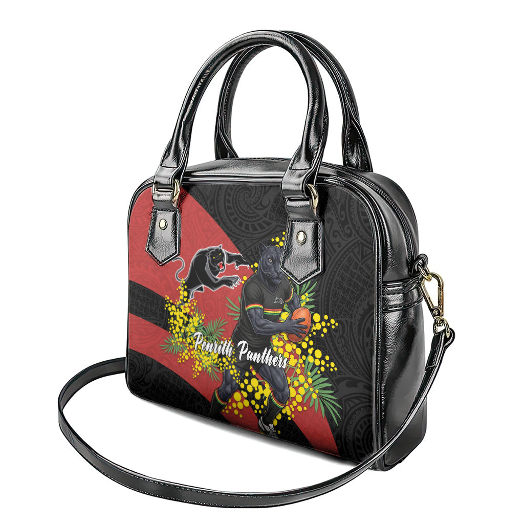 Penrith Panthers Shoulder Handbag Golden Wattle Floral Polynesian - Australian Flower - Rugby Mascot