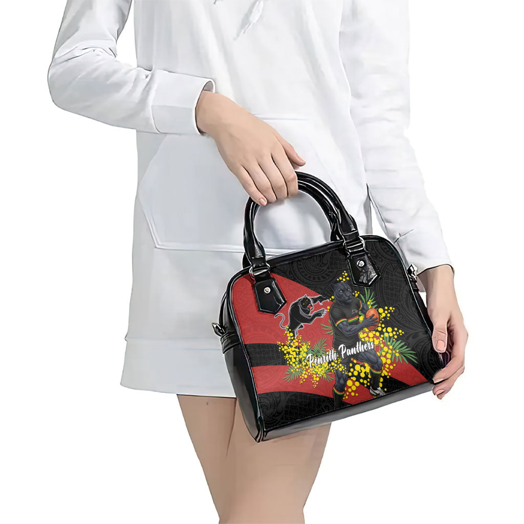 Penrith Panthers Shoulder Handbag Golden Wattle Floral Polynesian - Australian Flower - Rugby Mascot