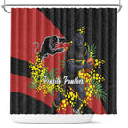 Penrith Panthers Shower Curtain Golden Wattle Floral Polynesian - Australian Flower - Rugby Mascot