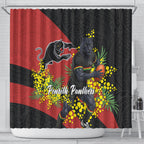 Penrith Panthers Shower Curtain Golden Wattle Floral Polynesian - Australian Flower - Rugby Mascot