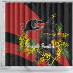 Penrith Panthers Shower Curtain Golden Wattle Floral Polynesian - Australian Flower - Rugby Mascot