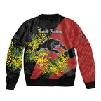 Penrith Panthers Sleeve Zip Bomber Jacket Golden Wattle Floral Polynesian - Australian Flower - Rugby Mascot