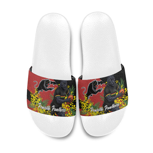 Penrith Panthers Slide Sandals Golden Wattle Floral Polynesian - Australian Flower - Rugby Mascot