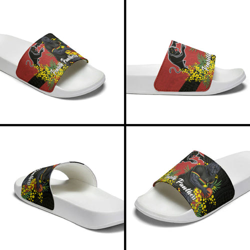 Penrith Panthers Slide Sandals Golden Wattle Floral Polynesian - Australian Flower - Rugby Mascot