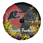Penrith Panthers Spare Tire Cover Golden Wattle Floral Polynesian - Australian Flower - Rugby Mascot