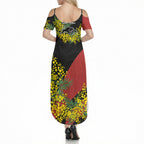 Penrith Panthers Summer Maxi Dress Golden Wattle Floral Polynesian - Australian Flower - Rugby Mascot