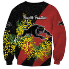 Penrith Panthers Sweatshirt Golden Wattle Floral Polynesian - Australian Flower - Rugby Mascot