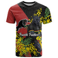 Penrith Panthers T Shirt Golden Wattle Floral Polynesian - Australian Flower - Rugby Mascot