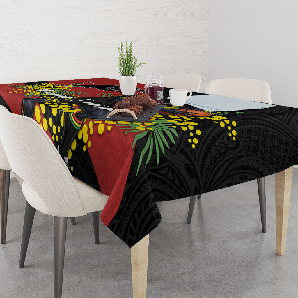 Penrith Panthers Tablecloth Golden Wattle Floral Polynesian - Australian Flower - Rugby Mascot