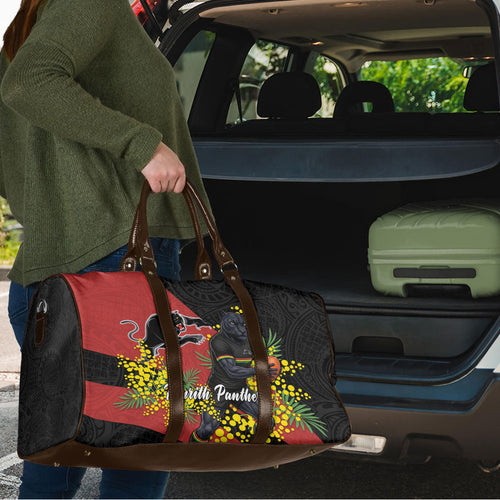 Penrith Panthers Travel Bag Golden Wattle Floral Polynesian - Australian Flower - Rugby Mascot