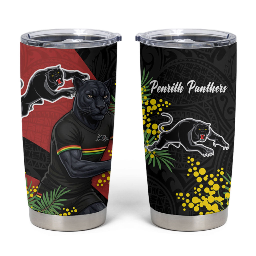 Penrith Panthers Tumbler Cup Golden Wattle Floral Polynesian - Australian Flower - Rugby Mascot