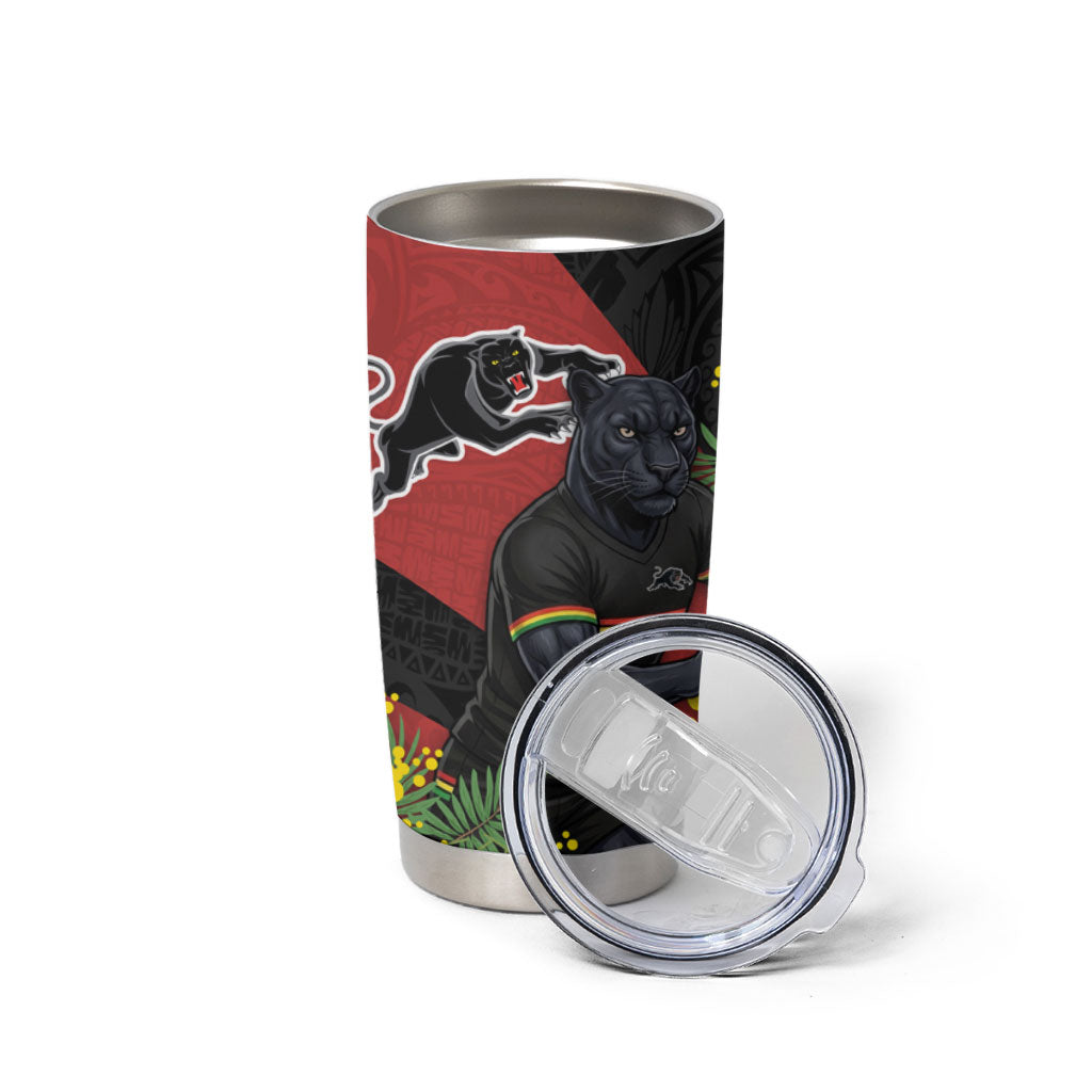 Penrith Panthers Tumbler Cup Golden Wattle Floral Polynesian - Australian Flower - Rugby Mascot