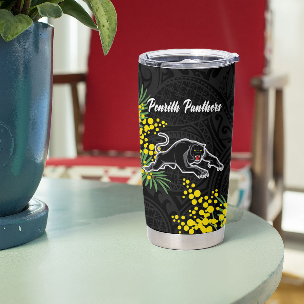 Penrith Panthers Tumbler Cup Golden Wattle Floral Polynesian - Australian Flower - Rugby Mascot
