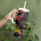 Penrith Panthers Tumbler With Handle Golden Wattle Floral Polynesian - Australian Flower - Rugby Mascot