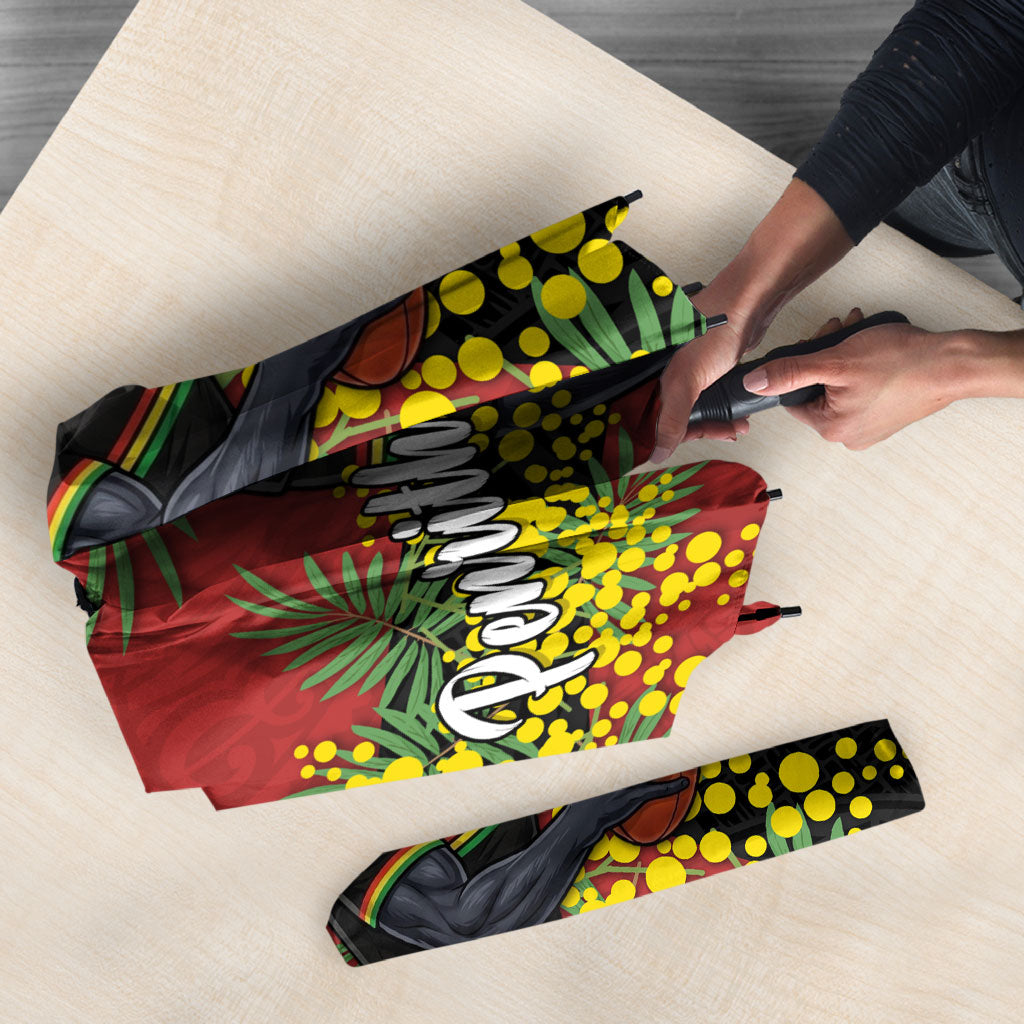 Penrith Panthers Umbrella Golden Wattle Floral Polynesian - Australian Flower - Rugby Mascot
