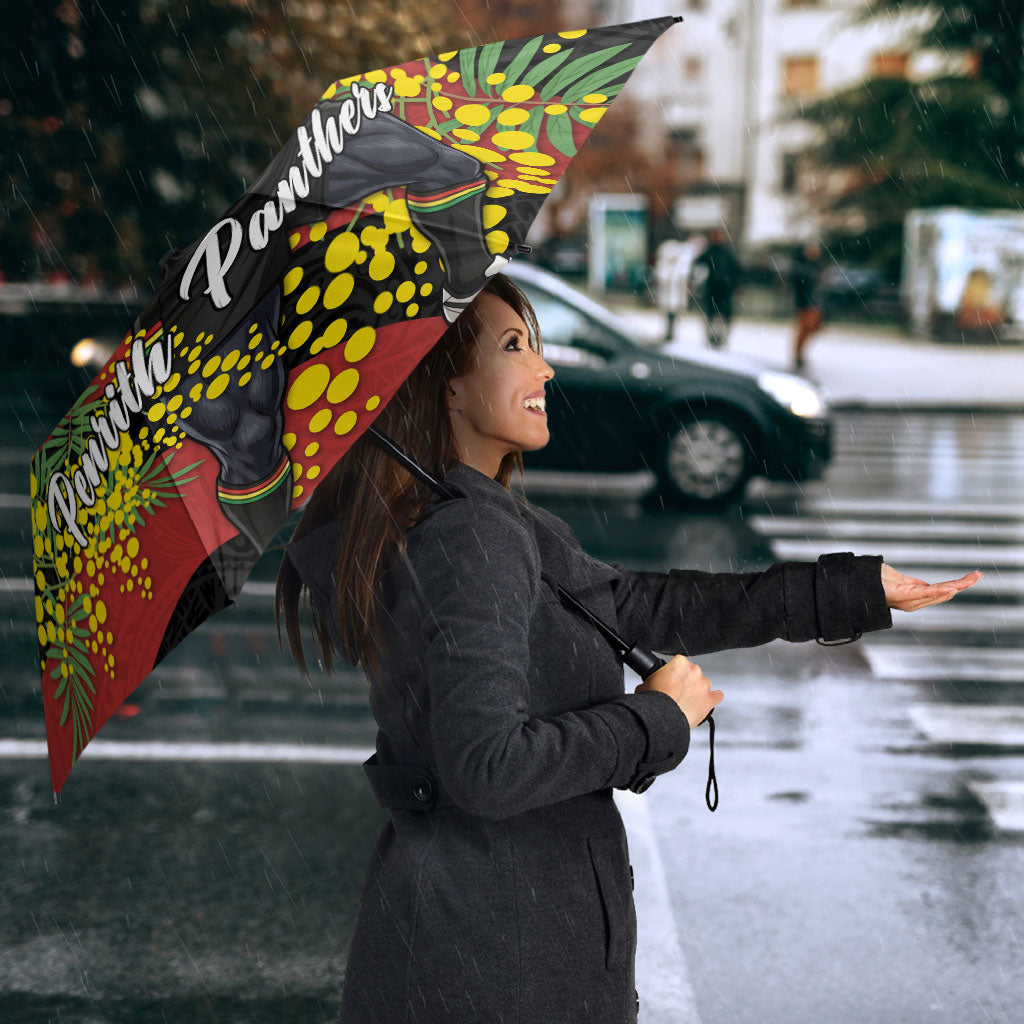 Penrith Panthers Umbrella Golden Wattle Floral Polynesian - Australian Flower - Rugby Mascot