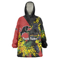 Penrith Panthers Wearable Blanket Hoodie Golden Wattle Floral Polynesian - Australian Flower - Rugby Mascot