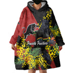Penrith Panthers Wearable Blanket Hoodie Golden Wattle Floral Polynesian - Australian Flower - Rugby Mascot