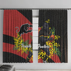 Penrith Panthers Window Curtain Golden Wattle Floral Polynesian - Australian Flower - Rugby Mascot
