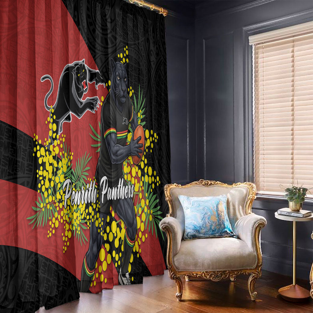 Penrith Panthers Window Curtain Golden Wattle Floral Polynesian - Australian Flower - Rugby Mascot