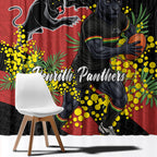Penrith Panthers Window Curtain Golden Wattle Floral Polynesian - Australian Flower - Rugby Mascot