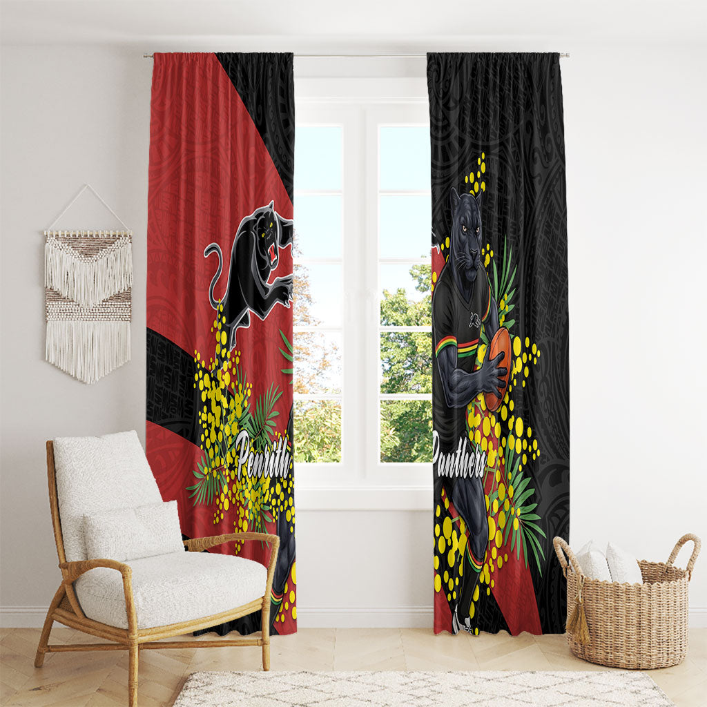 Penrith Panthers Window Curtain Golden Wattle Floral Polynesian - Australian Flower - Rugby Mascot