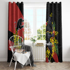 Penrith Panthers Window Curtain Golden Wattle Floral Polynesian - Australian Flower - Rugby Mascot