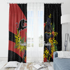 Penrith Panthers Window Curtain Golden Wattle Floral Polynesian - Australian Flower - Rugby Mascot