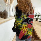 Penrith Panthers Women Casual Shirt Golden Wattle Floral Polynesian - Australian Flower - Rugby Mascot
