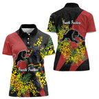 Penrith Panthers Women Polo Shirt Golden Wattle Floral Polynesian - Australian Flower - Rugby Mascot