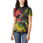 Penrith Panthers Women Polo Shirt Golden Wattle Floral Polynesian - Australian Flower - Rugby Mascot