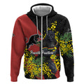 Penrith Panthers Zip Hoodie Golden Wattle Floral Polynesian - Australian Flower - Rugby Mascot