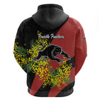 Penrith Panthers Zip Hoodie Golden Wattle Floral Polynesian - Australian Flower - Rugby Mascot