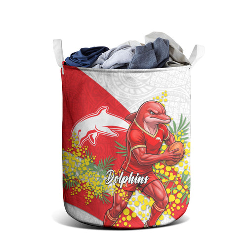 Dolphins Laundry Basket Golden Wattle Floral Polynesian - Australian Flower - Rugby Mascot