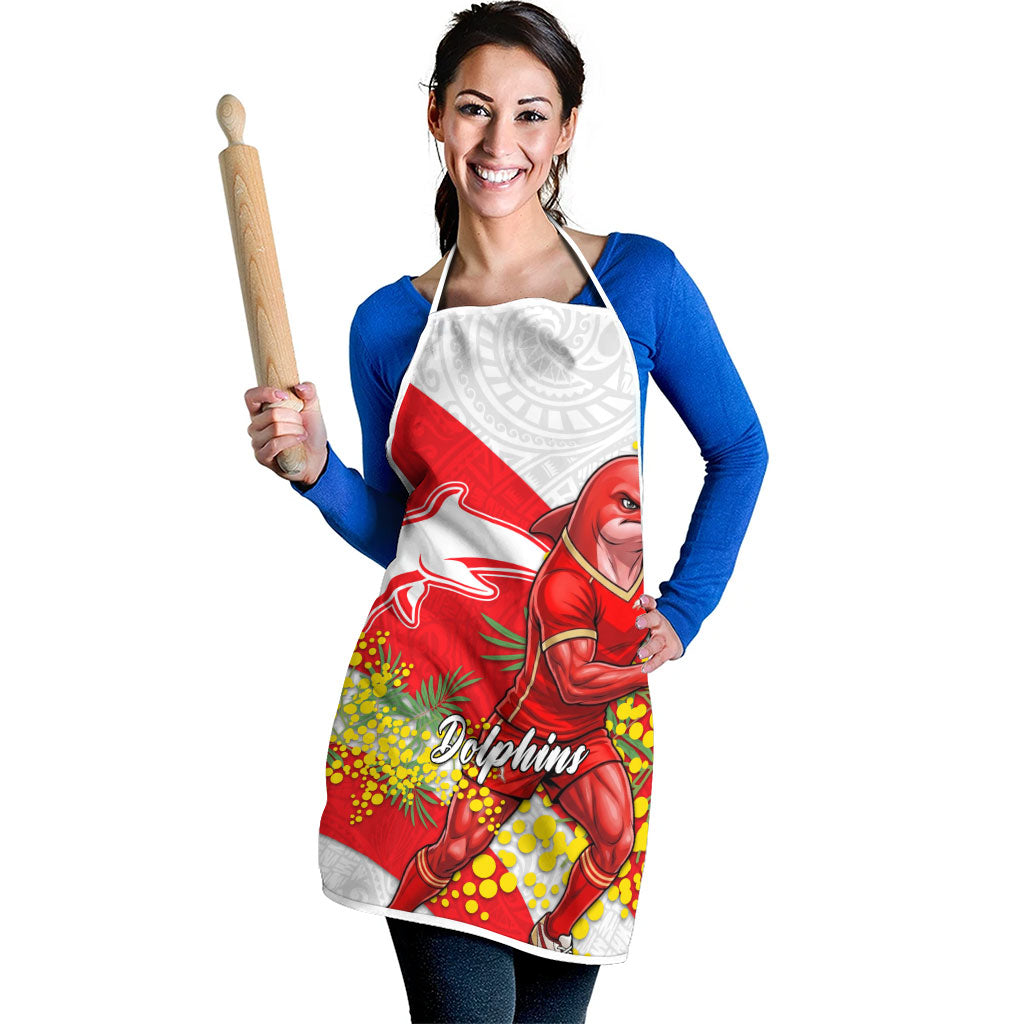 Dolphins Apron Golden Wattle Floral Polynesian - Australian Flower - Rugby Mascot