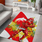 Dolphins Area Rug Golden Wattle Floral Polynesian - Australian Flower - Rugby Mascot