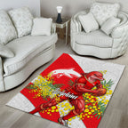 Dolphins Area Rug Golden Wattle Floral Polynesian - Australian Flower - Rugby Mascot