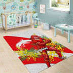 Dolphins Area Rug Golden Wattle Floral Polynesian - Australian Flower - Rugby Mascot