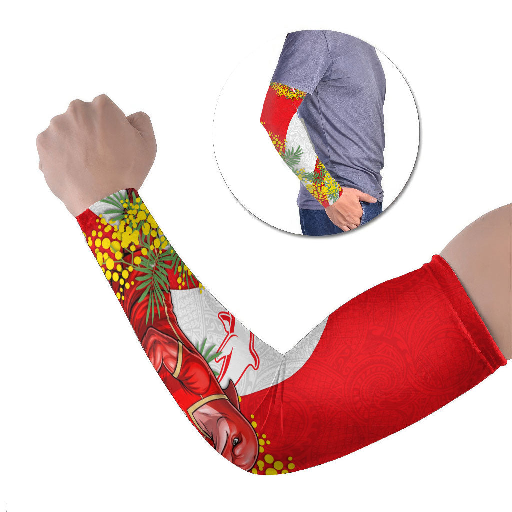 Dolphins Arm Sleeves Golden Wattle Floral Polynesian - Australian Flower - Rugby Mascot