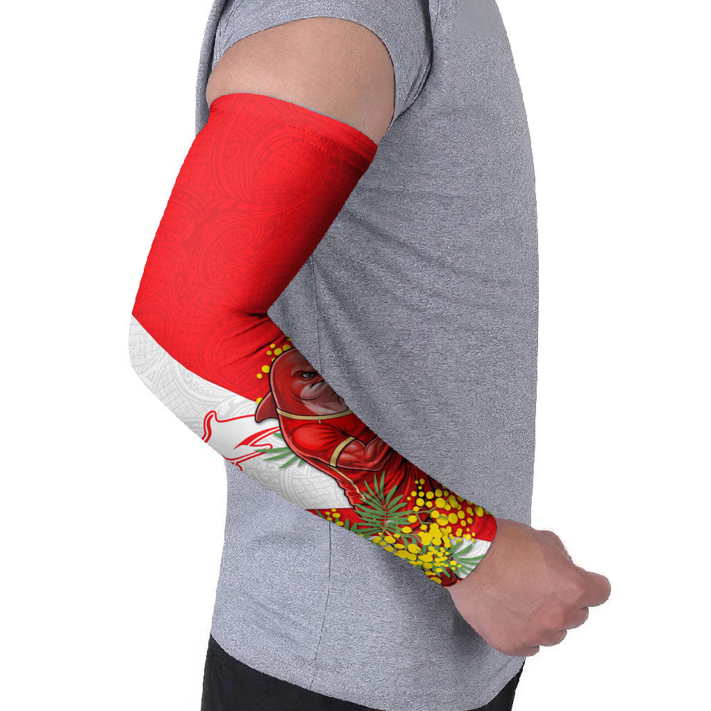 Dolphins Arm Sleeves Golden Wattle Floral Polynesian - Australian Flower - Rugby Mascot