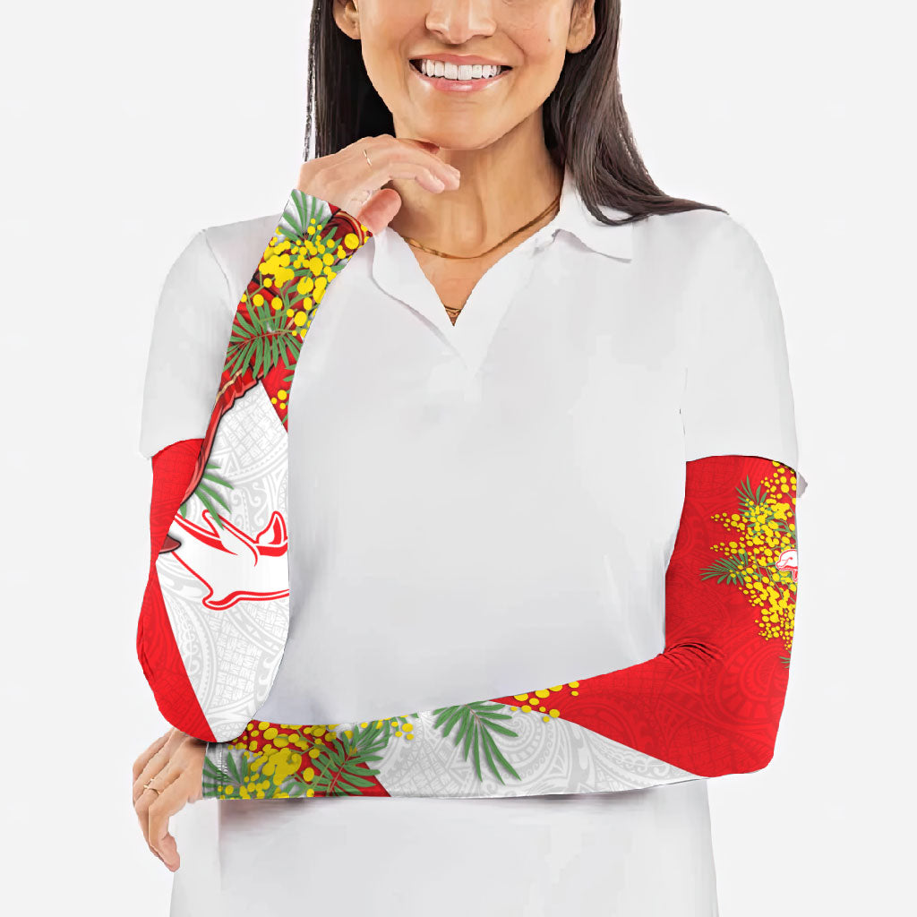 Dolphins Arm Sleeves Golden Wattle Floral Polynesian - Australian Flower - Rugby Mascot